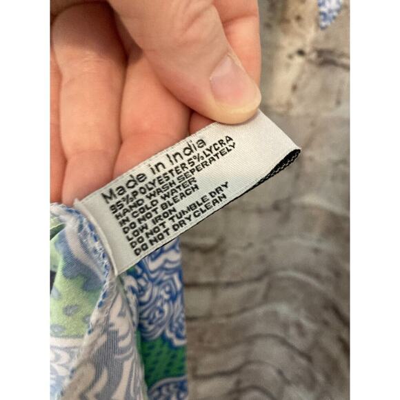 Buckhead Betties Top Womens Medium Tunic Blue Medallion Longer Length Stretch - Picture 13 of 14